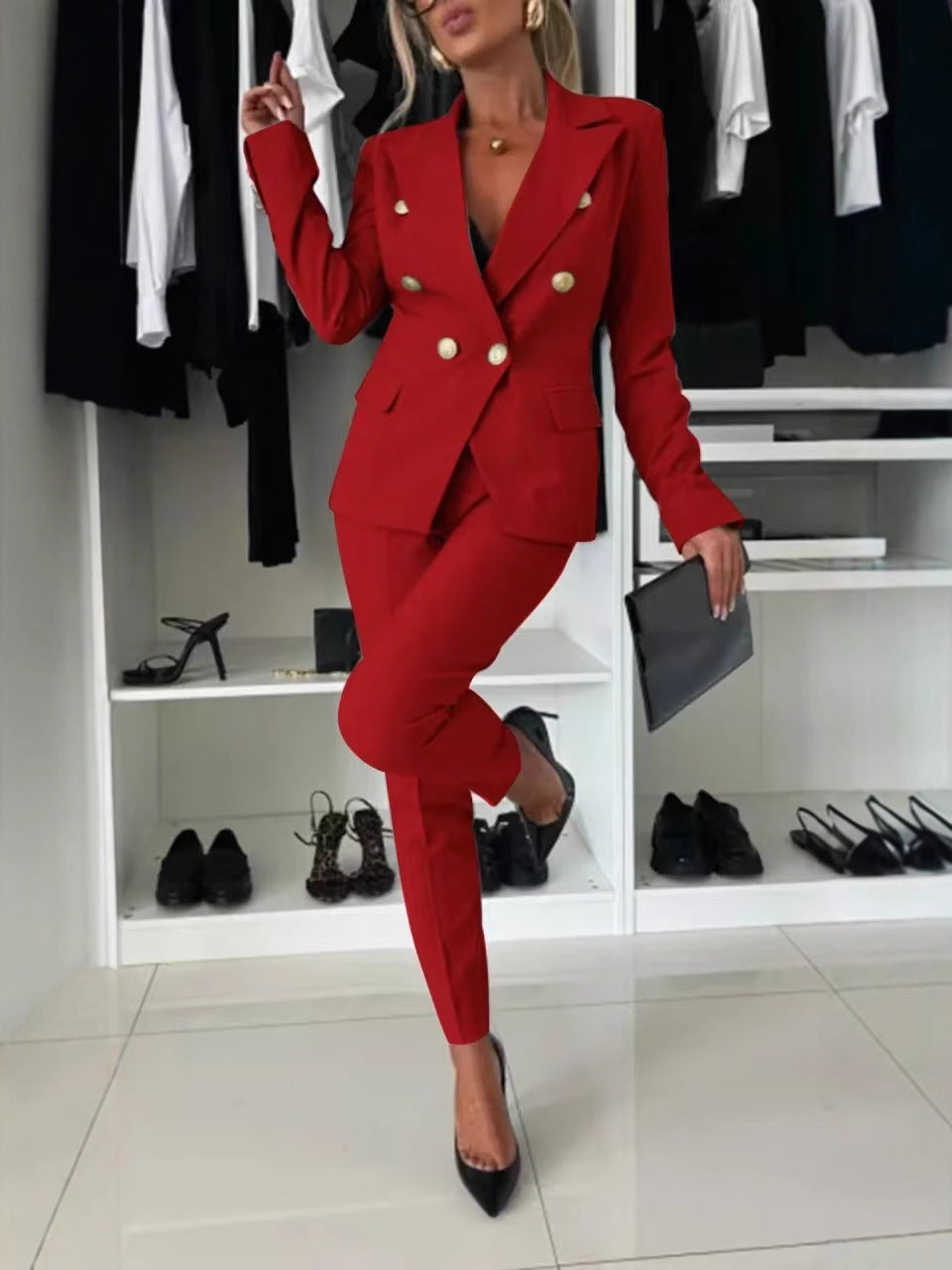 Completo Pantalone con Blazer a Tasche Applicate