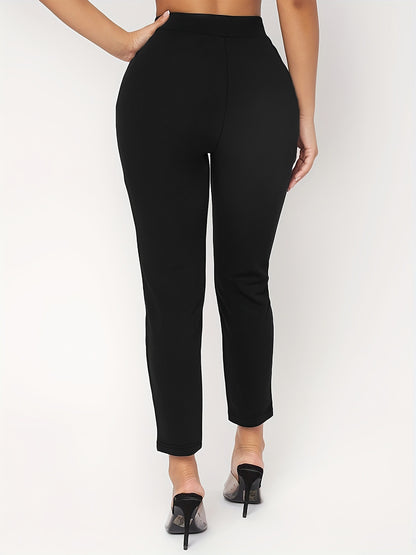 Pantaloni Skinny a Vita Alta con Dettaglio Double-Breasted