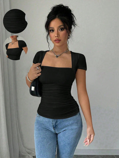 Top in Maglia con Scollo Quadrato e Fitting Sculpt