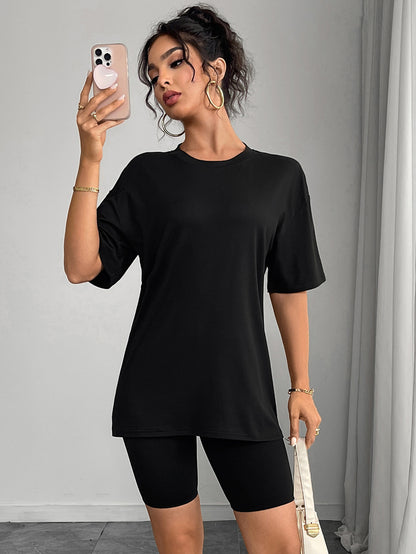 T-Shirt in Seta di Latte con Taglio Straight