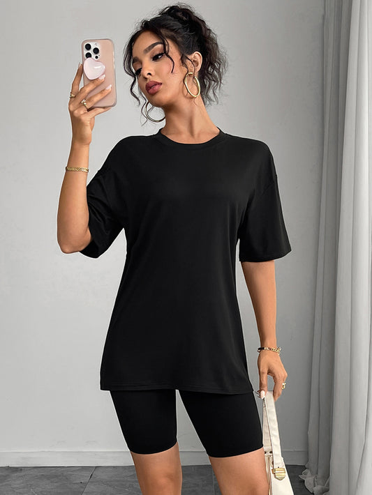 T-Shirt in Seta di Latte con Taglio Straight