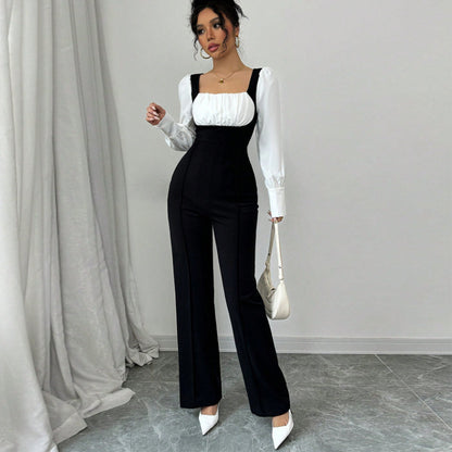 Jumpsuit Long-Sleeve in Black & White