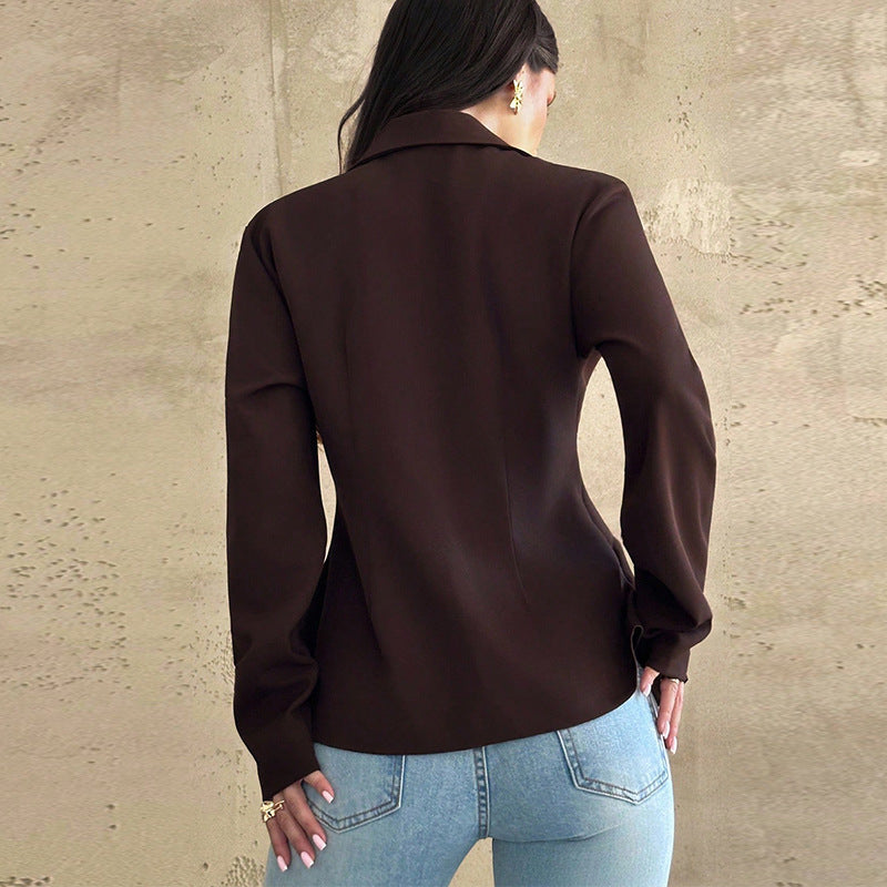 Blazer Slim Fit Monobottone in Marrone Sofisticato