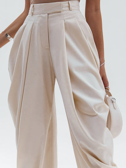 Pantaloni a Vita Alta con Dettaglio Arricciato