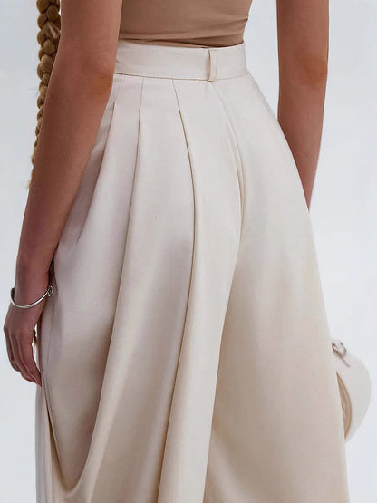 Pantaloni a Vita Alta con Dettaglio Arricciato