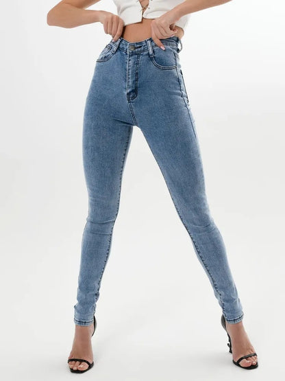 Jeans Skinny High-Waisted con Dettagli Vintage e Stretch Commuter