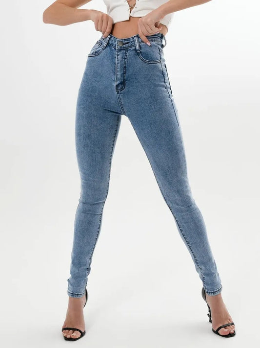 Jeans Skinny High-Waisted con Dettagli Vintage e Stretch Commuter