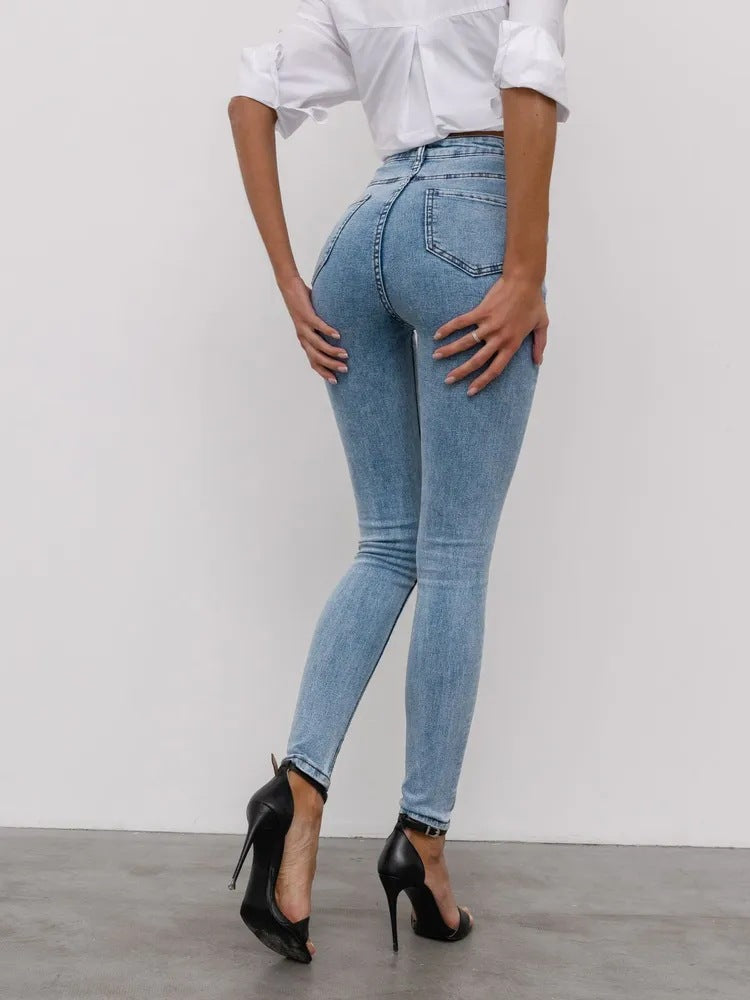 Jeans Skinny High-Waisted con Dettagli Vintage e Stretch Commuter