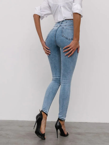 Jeans Skinny High-Waisted con Dettagli Vintage e Stretch Commuter