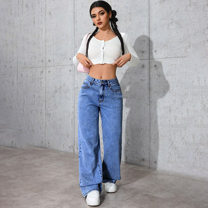 Jeans High-Waisted Straight-Leg con Taglio Loose e Soft Denim