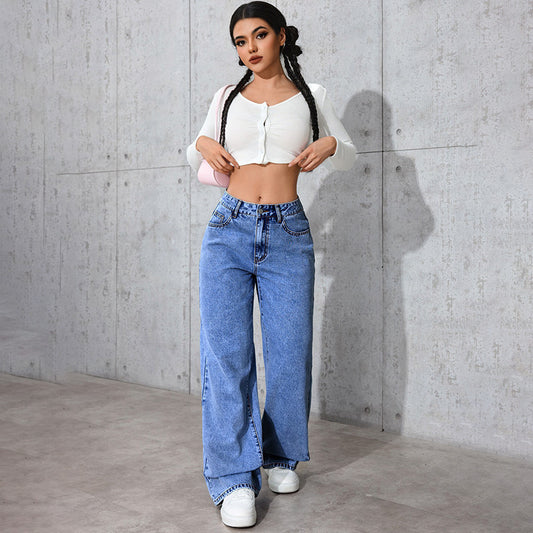 Jeans High-Waisted Straight-Leg con Taglio Loose e Soft Denim