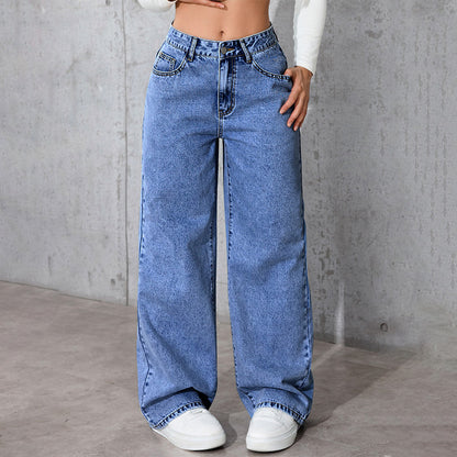 Jeans High-Waisted Straight-Leg con Taglio Loose e Soft Denim