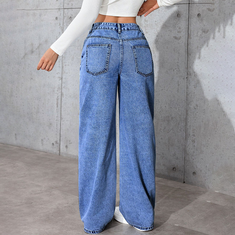 Jeans High-Waisted Straight-Leg con Taglio Loose e Soft Denim