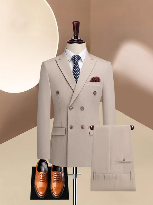 Completo Tre Pezzi Slim Fit con Doppiopetto a Tre Bottoni e Struttura TR High-Performance