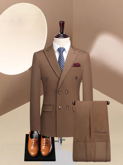 Completo Tre Pezzi Slim Fit con Doppiopetto a Tre Bottoni e Struttura TR High-Performance