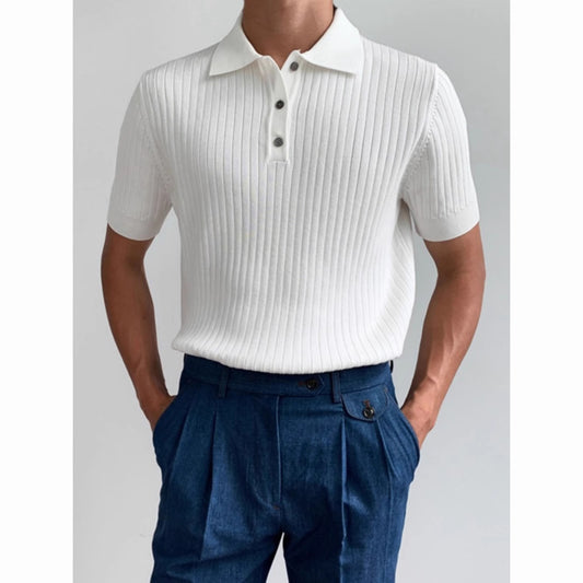 Maglia a Manica Corta con Colletto a Revers e Struttura Moisture-Wicking