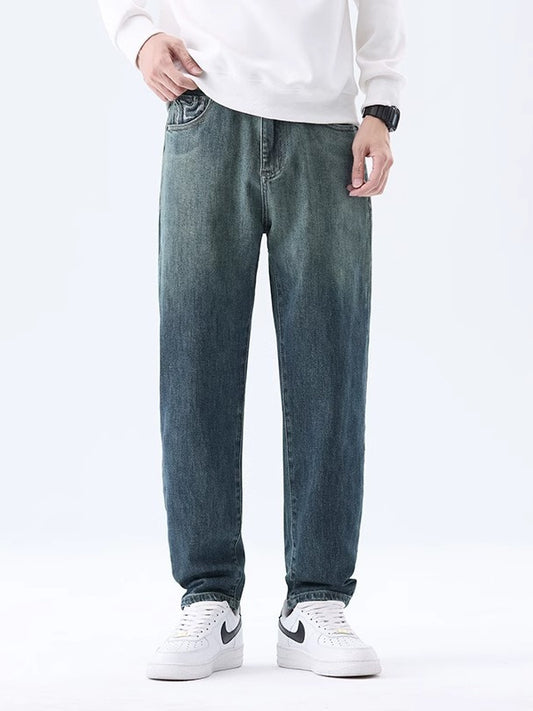 Jeans Retro in Fibra Tecnica con Trattamento No-Wrinkle e Micro-Elasticità