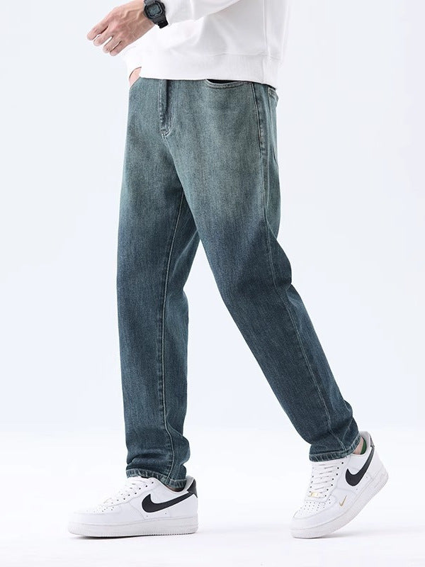 Jeans Retro in Fibra Tecnica con Trattamento No-Wrinkle e Micro-Elasticità