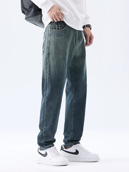 Jeans Retro in Fibra Tecnica con Trattamento No-Wrinkle e Micro-Elasticità