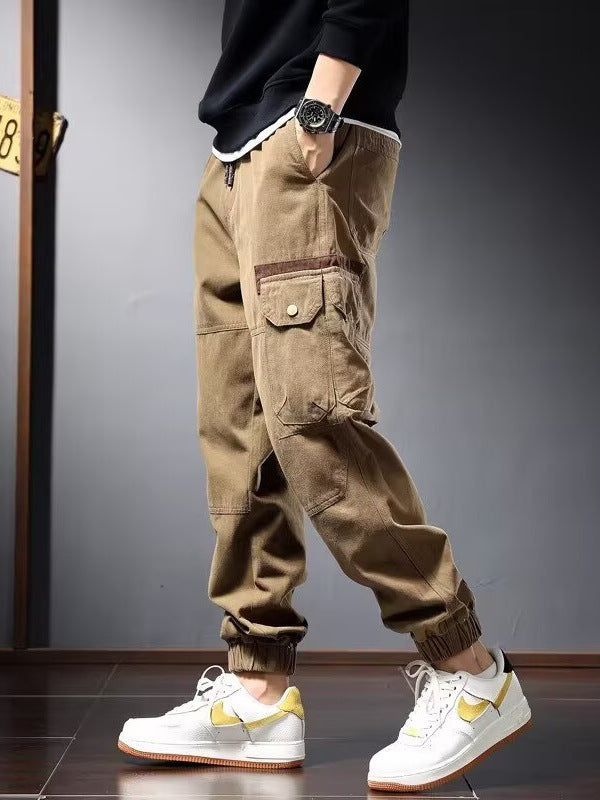 Pantaloni Workwear in Twill di Cotone con Struttura Multi-Pocket