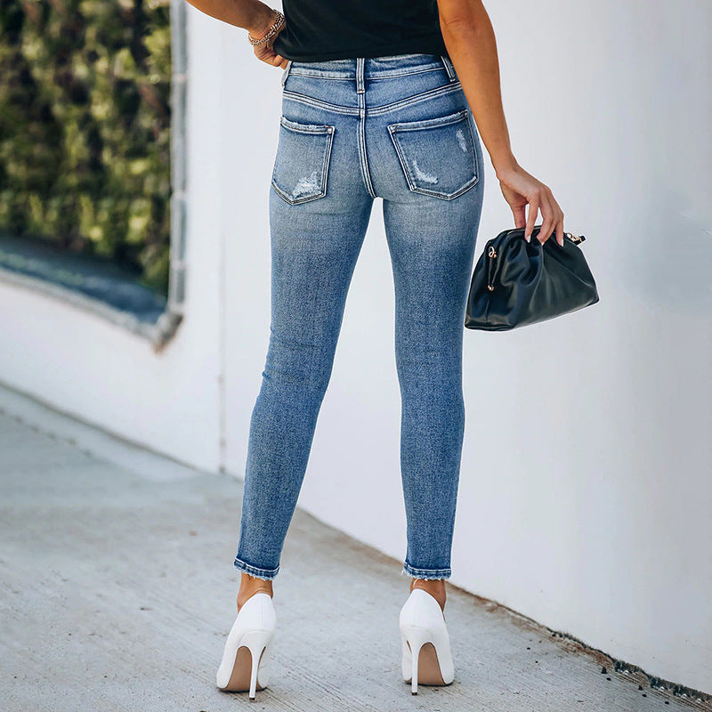 Jeans Pencil a Vita Media con Tecnologia High-Elastic