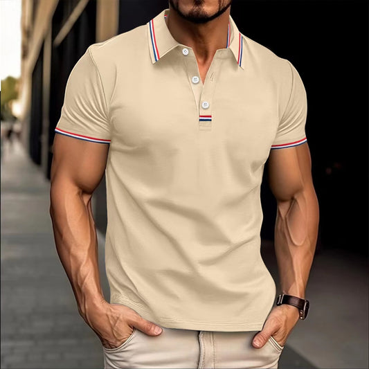 Polo a Manica Corta con Chiusura a Bottoni e Finitura Tech-Elastic