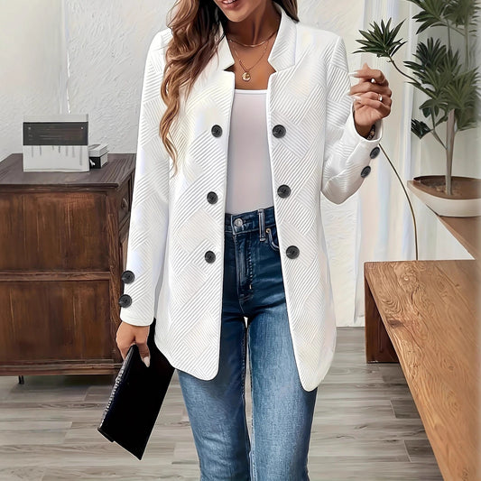 Giacca Strutturata con Stand Collar e Trama Evoluta