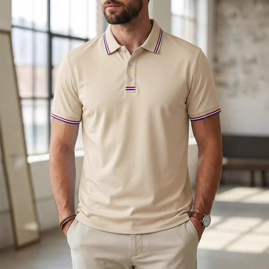 Polo a Manica Corta in Tessuto High-Elastic con Dettaglio Slit