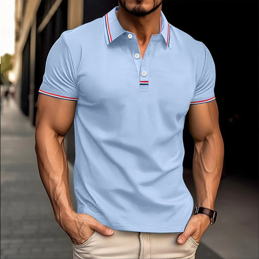 Polo a Manica Corta con Placket a Contrasto e Finitura Tech-Elasticity