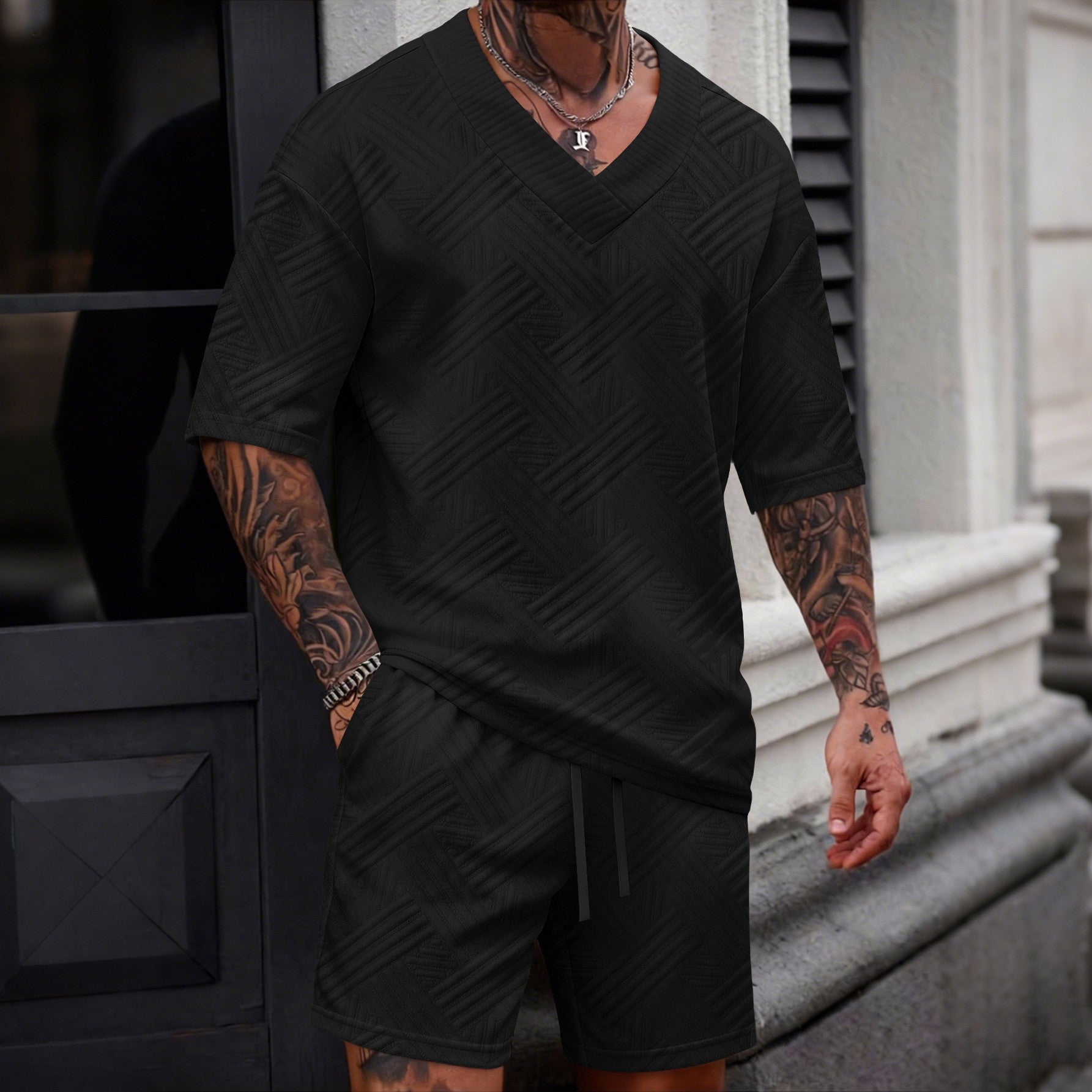 Completo V-Neck e Shorts