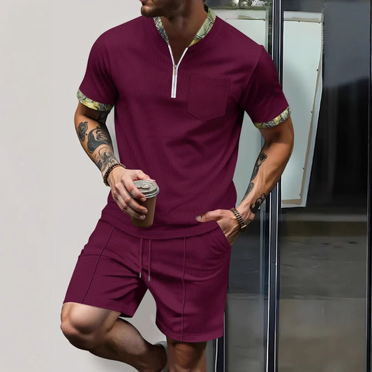 Set Coordinato con Top Stand-Collar e Shorts Tecnici Strutturati