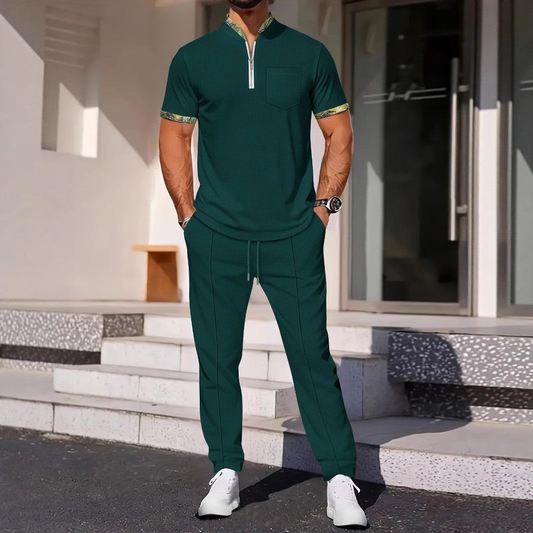 Tuta Casual con Top Stand-Collar e Pantaloni Tecnici Strutturati