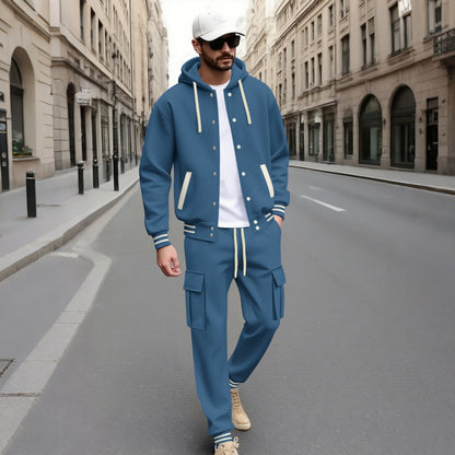 Tuta Urban Baseball con Felpa Cardigan e Pantaloni Strutturati