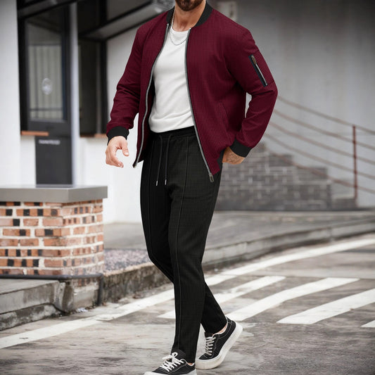 Completo Invernale con Cardigan Stand-Collar e Pantaloni Ispessiti