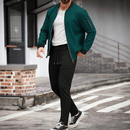 Completo Invernale con Cardigan Stand-Collar e Pantaloni Ispessiti