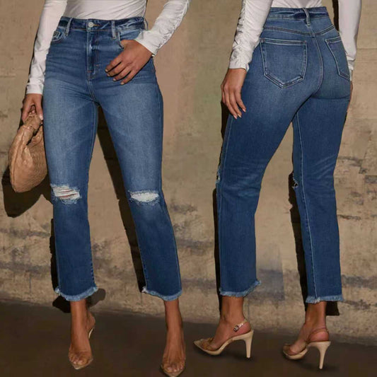 Jeans Nine-Point Skinny in Cotton-Blend con High-Elasticity e Dettagli Hand-Worn