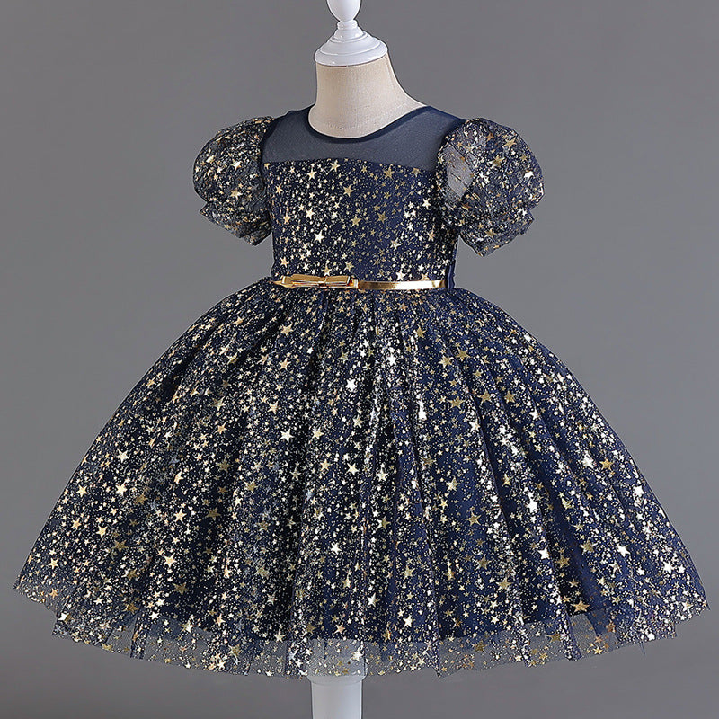 Abito Formale in Misto Cotone con Trame in Pizzo e Silhouette Plissettata