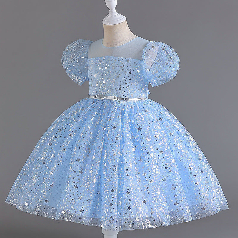 Abito Formale in Misto Cotone con Trame in Pizzo e Silhouette Plissettata