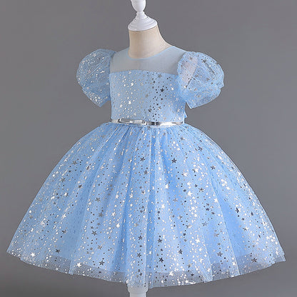 Abito Formale in Misto Cotone con Trame in Pizzo e Silhouette Plissettata