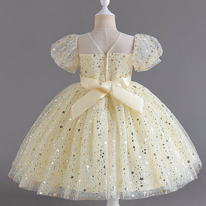Abito Formale in Misto Cotone con Trame in Pizzo e Silhouette Plissettata