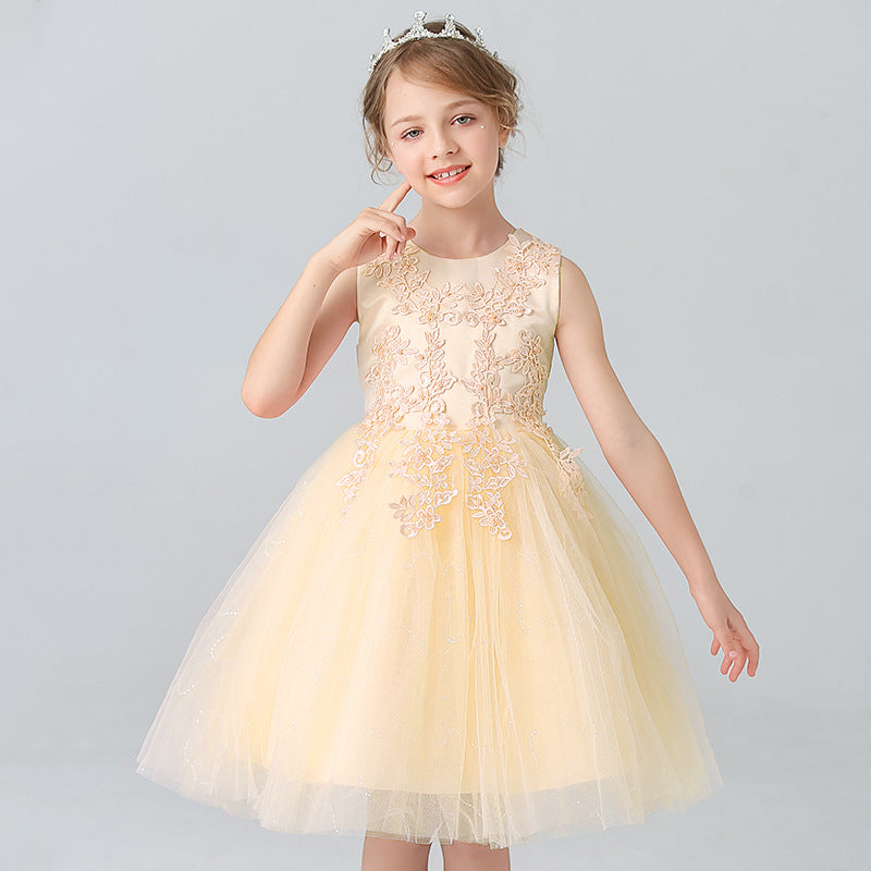 Abito Formale in Misto Cotone con Ricami in Pizzo e Finitura Bow-Detail