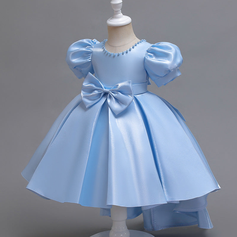 Abito da Principessa in Misto Tecnico con Dettagli Plissettati e Finitura Satin-Touch