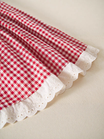 Abito in Cotone Premium con Trama a Quadretti e Finitura Enzyme-Wash
