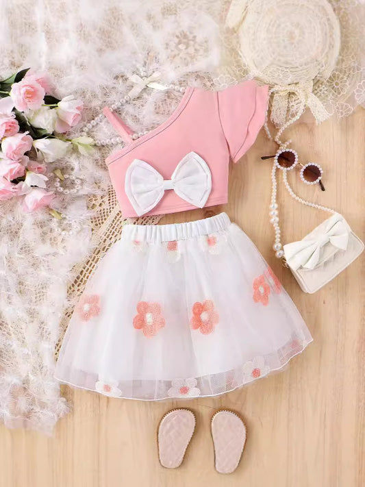 Completo Due Pezzi in Tech-Fabric Soft-Touch con Pattern Floreale e Silhouette Skirt-Suit