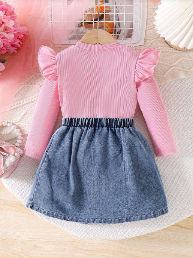 Completo Due Pezzi in Cotone Soft-Touch con Dettaglio Bow e Silhouette Skirt-Set