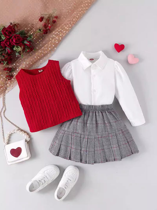 Completo Tre Pezzi in Modal Soft-Touch con Trama Plaid e Silhouette Skirt-Suit