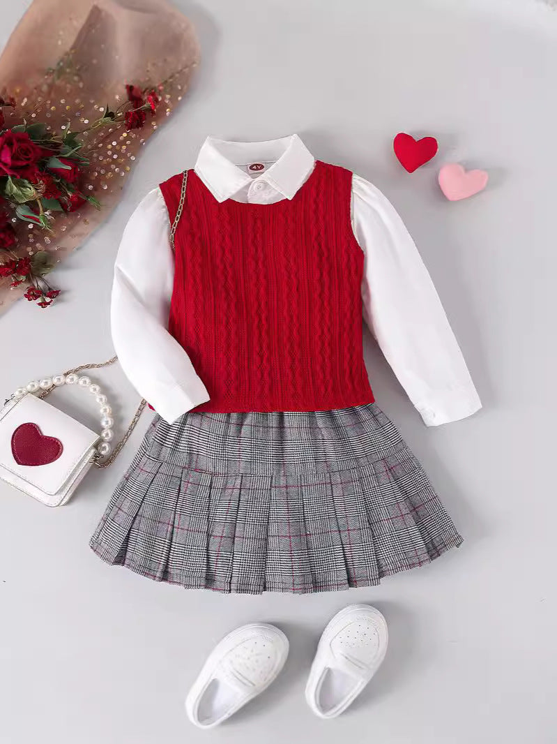 Completo Tre Pezzi in Modal Soft-Touch con Trama Plaid e Silhouette Skirt-Suit