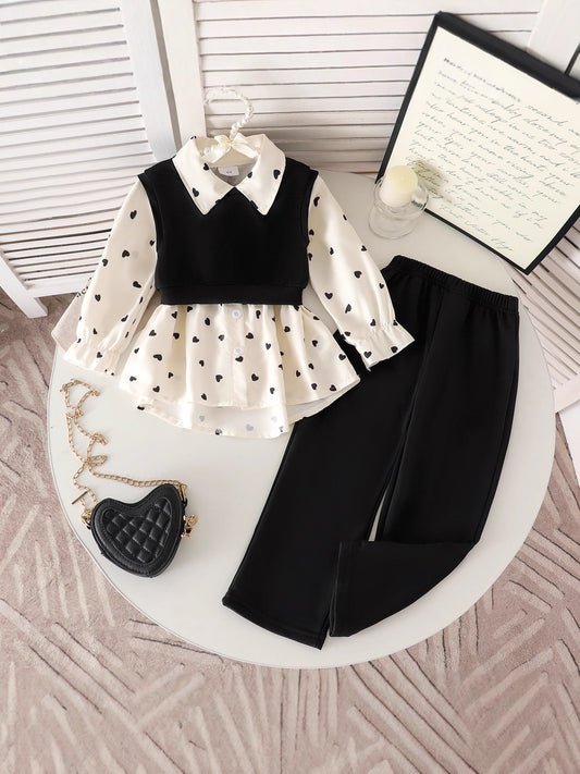 Completo Tre Pezzi in Cotone Brushed con Giacca Monopetto e Silhouette Pants-Suit