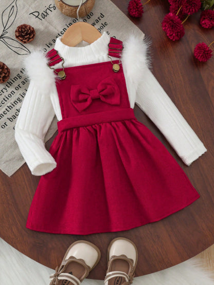 Completo Due Pezzi in Velluto a Coste con Dettaglio Bow e Silhouette British-Strap