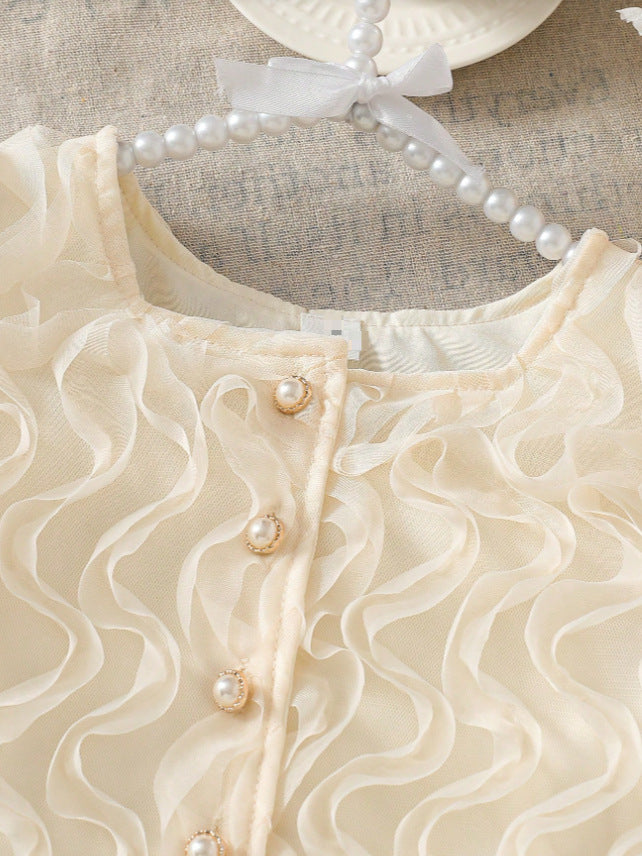 Completo Due Pezzi in Tessuto Blended con Dettagli in Mesh e Silhouette Skirt-Set